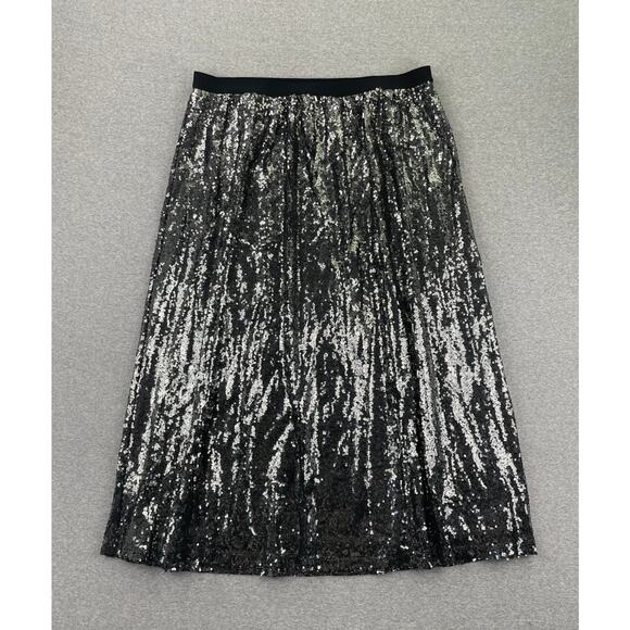 DR2 Daniel Rainn Skirt Size XL Black Sequin Midi Maxi Lined Pull On Party Glam - Picture 1 of 9